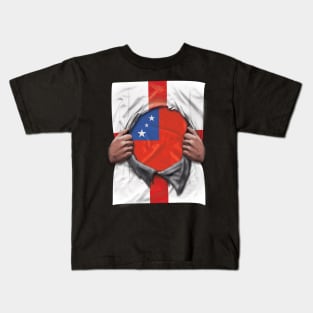 Samoa Flag English Flag Ripped - Gift for Samoan From Samoa Kids T-Shirt